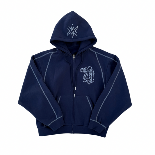 SWEAT À CAPUCHE ZIPPÉ BLEU MARINE